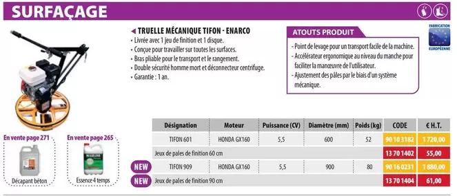 Enarco - Truelle Mécanique Tifon  offre à 1720€ sur Loxam