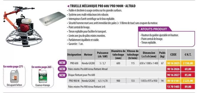 Truelle Mécanique Pro 600/Pro Altrad offre à 2150€ sur Loxam