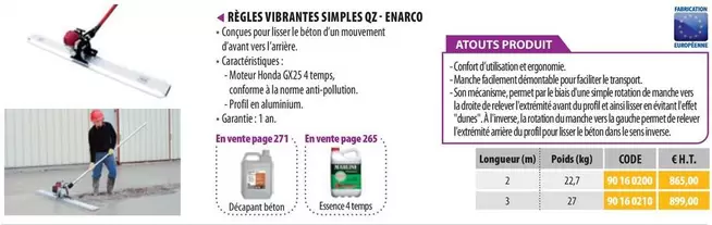 Règles Vibrantes Simples Qz Enarco offre à 865€ sur Loxam