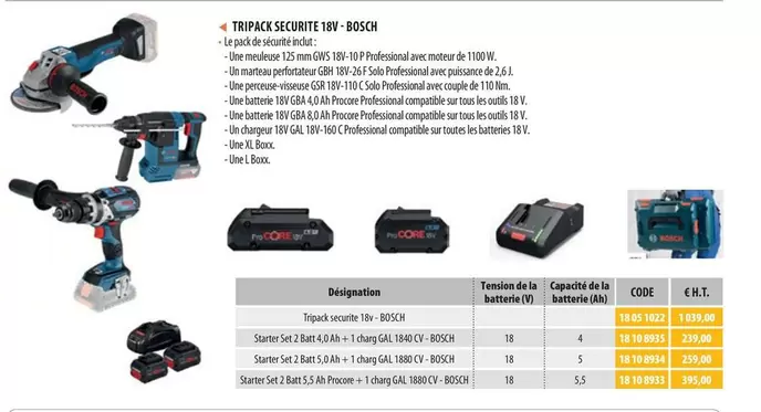 Bosch - Tripack Securite 18V offre à 1039€ sur Loxam