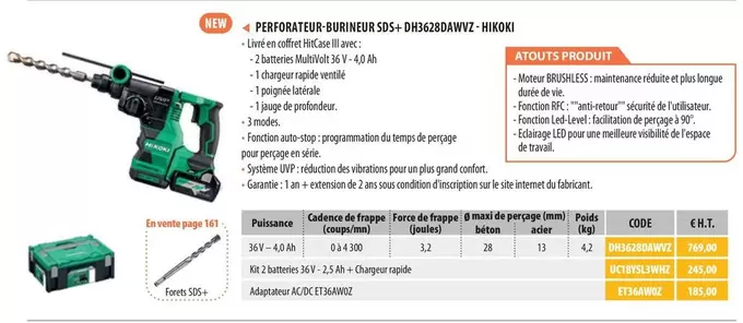 Hikoki - Perforateur-Burineur Sds+ DH3628DAWVZ offre à 769€ sur Loxam