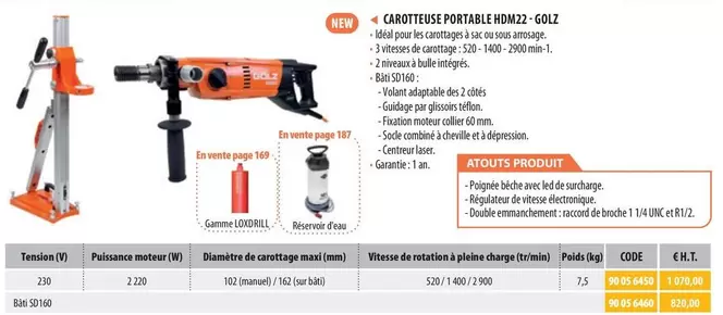 Carotteuse Portable HDM22-Gölz  offre à 1070€ sur Loxam