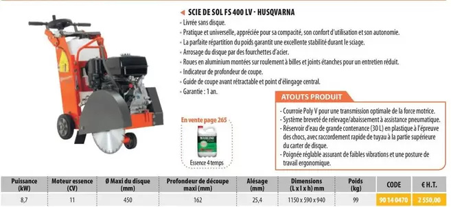 Husqvarna - Scie De Sol Fs 400 Lv  offre à 2550€ sur Loxam