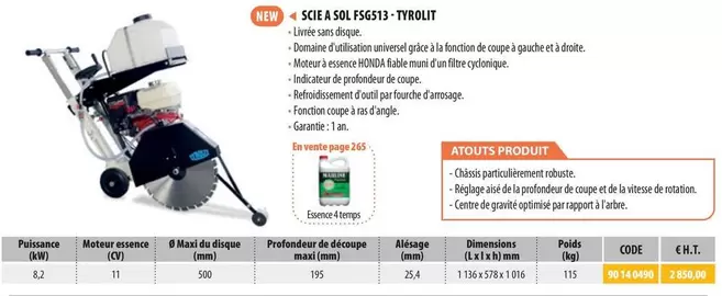 Tyrolit - New Scie A Sol FSG513  offre à 2850€ sur Loxam