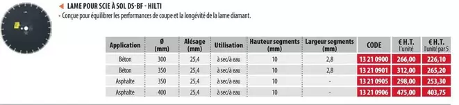 Hilti - Lame Pour Scie À Sol Ds Bf  offre à 266€ sur Loxam