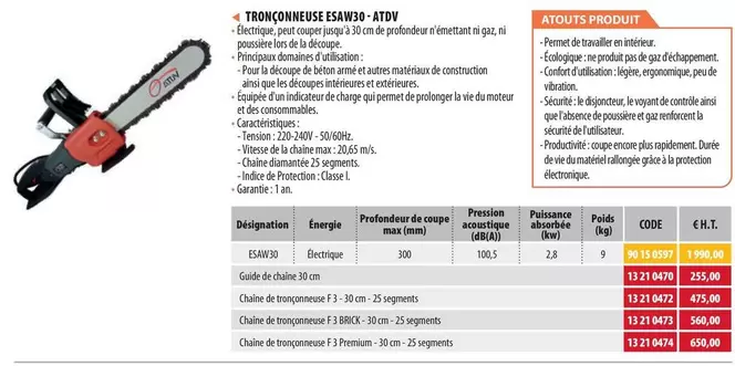 Atdv - Tronçonneuse ESAW30 offre à 1990€ sur Loxam