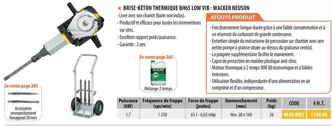 Wacker Neuson - Brese-Béton Thermique BH65 Low Vib offre à 3550€ sur Loxam