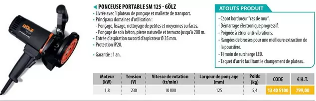 Akros - Ponceuse Portable S M 125 - 402 offre à 799€ sur Loxam