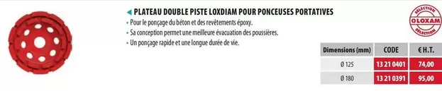 Loxdiam - Plateau Double Piste Pour Ponceuses Portatives offre à 74€ sur Loxam