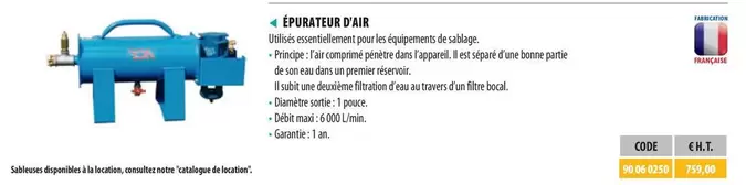 Épurateur D'Air offre à 759€ sur Loxam