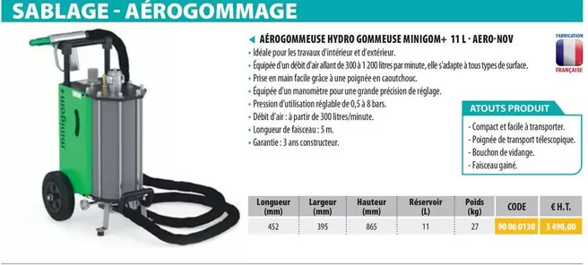 Aero-Nov - Aérogommeuse Hydro Gommeuse Minigom offre à 3490€ sur Loxam