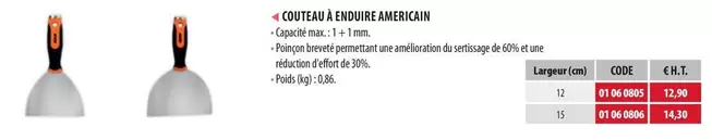 Couteau À Enduire Americain offre à 12,9€ sur Loxam