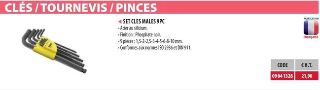 Set Cles Males 9Pc  offre à 21,9€ sur Loxam