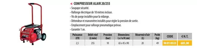 Compresseur Alair 20/255 offre à 685€ sur Loxam