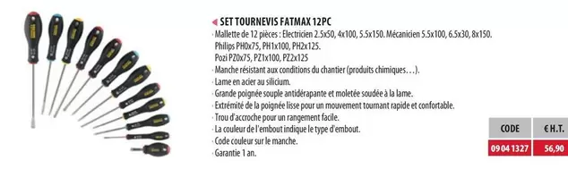 Set Tournevis Fatmax 12Pc offre à 56,9€ sur Loxam