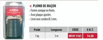 Plomb De Maçon offre à 14,5€ sur Loxam