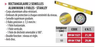 Rectangulaire 2 Semelles Aluminium 3 Fioles-stantley offre à 21,5€ sur Loxam