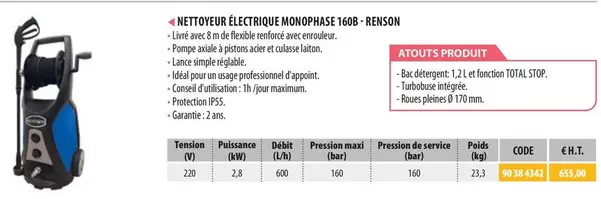 Renson - Nettoyeur Électrique Monophase 160B offre à 655€ sur Loxam