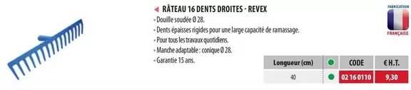 Revex - Rateau 16 Dents Drottes offre à 9,3€ sur Loxam