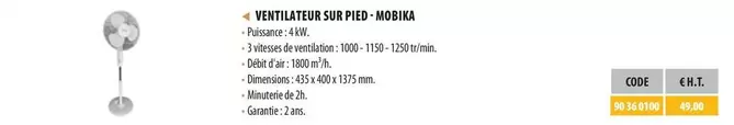 Mobika.- Ventilateur Sur Pied offre à 49€ sur Loxam