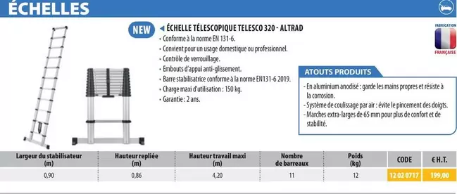 Altrad - Échelle Telescopique Telescó 320 offre à 199€ sur Loxam