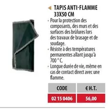 Tapis Anti Flamme offre à 56€ sur Loxam