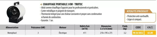 Trotk - Chauffage Portatile Nw offre à 65€ sur Loxam