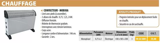 Mobika - Convecteur offre à 59€ sur Loxam