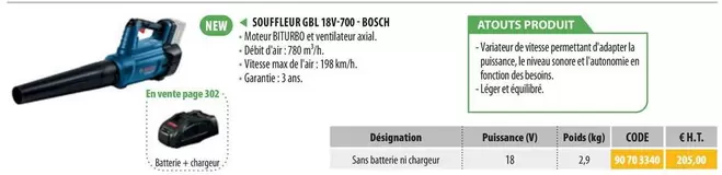 Bosch - Souffleur GBL 18V-700 offre à 205€ sur Loxam