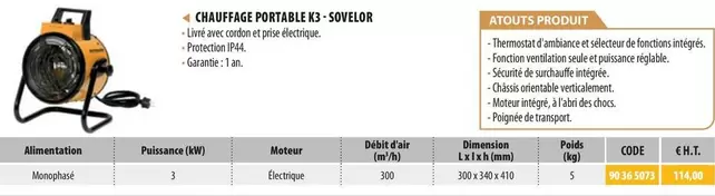 Akros - Chauffage Portable Es-soveulor offre à 114€ sur Loxam