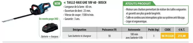 Bosch - Taille-Haie GHE 18V-60 offre à 215€ sur Loxam