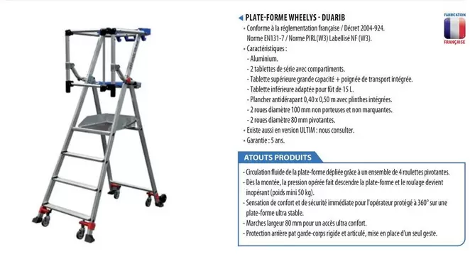 Duarib - Plate-Forme Wheelys offre à 779€ sur Loxam