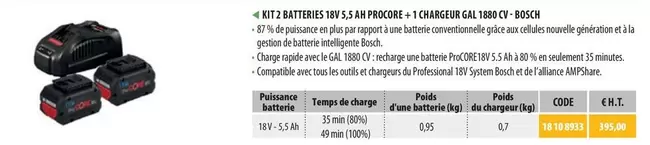 Bosch - Et2 Batteries I9v 5 A4 Progone + Chargeur G4 1890°C offre à 395€ sur Loxam