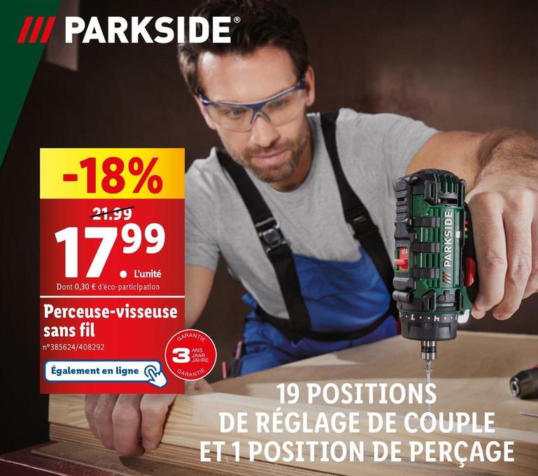 Parkside - Perceuse Visseuse Sans Fil offre à 17,99€ sur Lidl