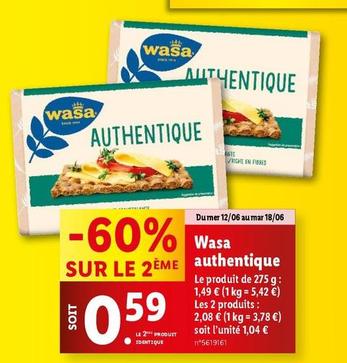 Wasa - Authentique offre à 1,49€ sur Lidl