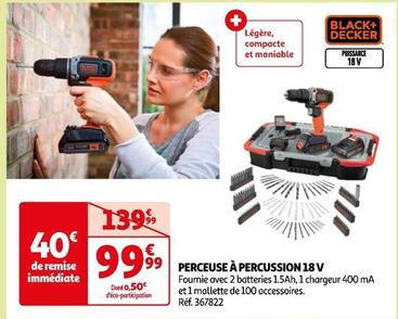 Black & Decker - Perceuse À Percussion 18 V offre à 99,99€ sur Auchan Hypermarché