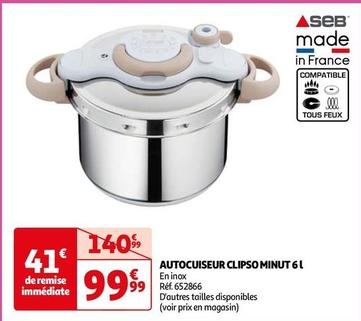 Seb - Autocuiseur Clipso Minut 6 L offre à 99,99€ sur Auchan Hypermarché