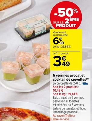 6 Verrines Avocat Et Cocktail De Crevettes offre à 6,99€ sur Carrefour Contact