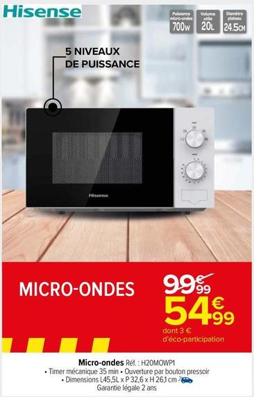 Hisense - Micro Ondes offre à 54,99€ sur Carrefour Contact