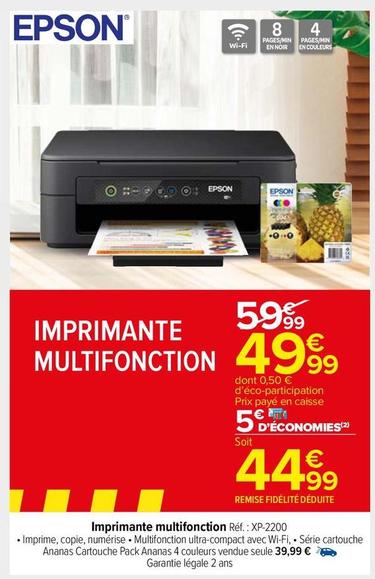Epson - Imprimante Multifonction offre à 49,99€ sur Carrefour Drive