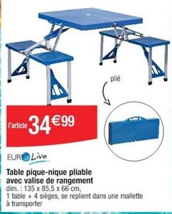 Table Pique-Nique Pliable Avec Valise De Rangement offre à 34,99€ sur Cora