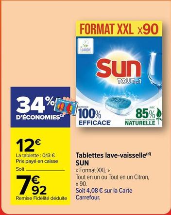 Sun - Tablettes Lave-vaisselle offre à 7,92€ sur Carrefour