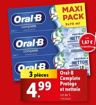 Oral-B - Complete Protège Et Nettoie offre à 4,99€ sur Lidl