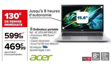 Acer - Ordinateur Portable offre à 469,99€ sur Carrefour Drive