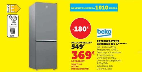 Beko - Refrigerateur Combine 301 L offre à 369€ sur Super U