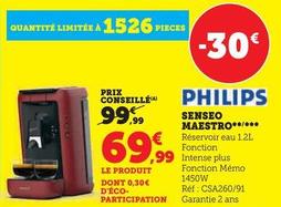 Philips - Senseo Maestro offre à 69,99€ sur Super U