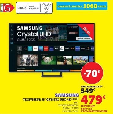 Samsung - Téléviseur 55" Crystal Uhd 4k offre à 479€ sur Super U