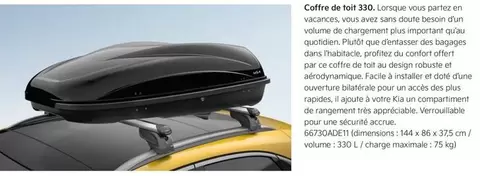 Coffre De Toit 330. offre sur KIA