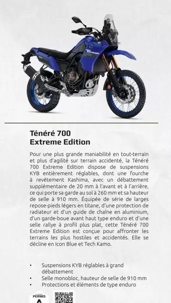 Yamaha - Ténéré 700 Extreme Edition offre sur Yamaha