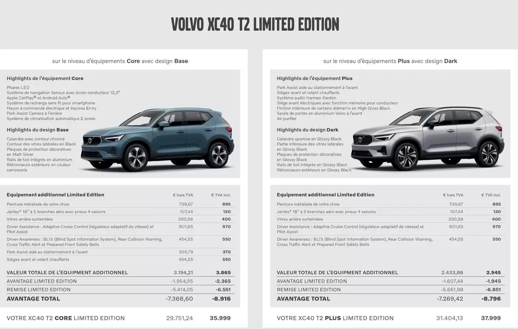 Volvo Xc40 T2 Limited Edition offre à 35999€ sur VOLVO